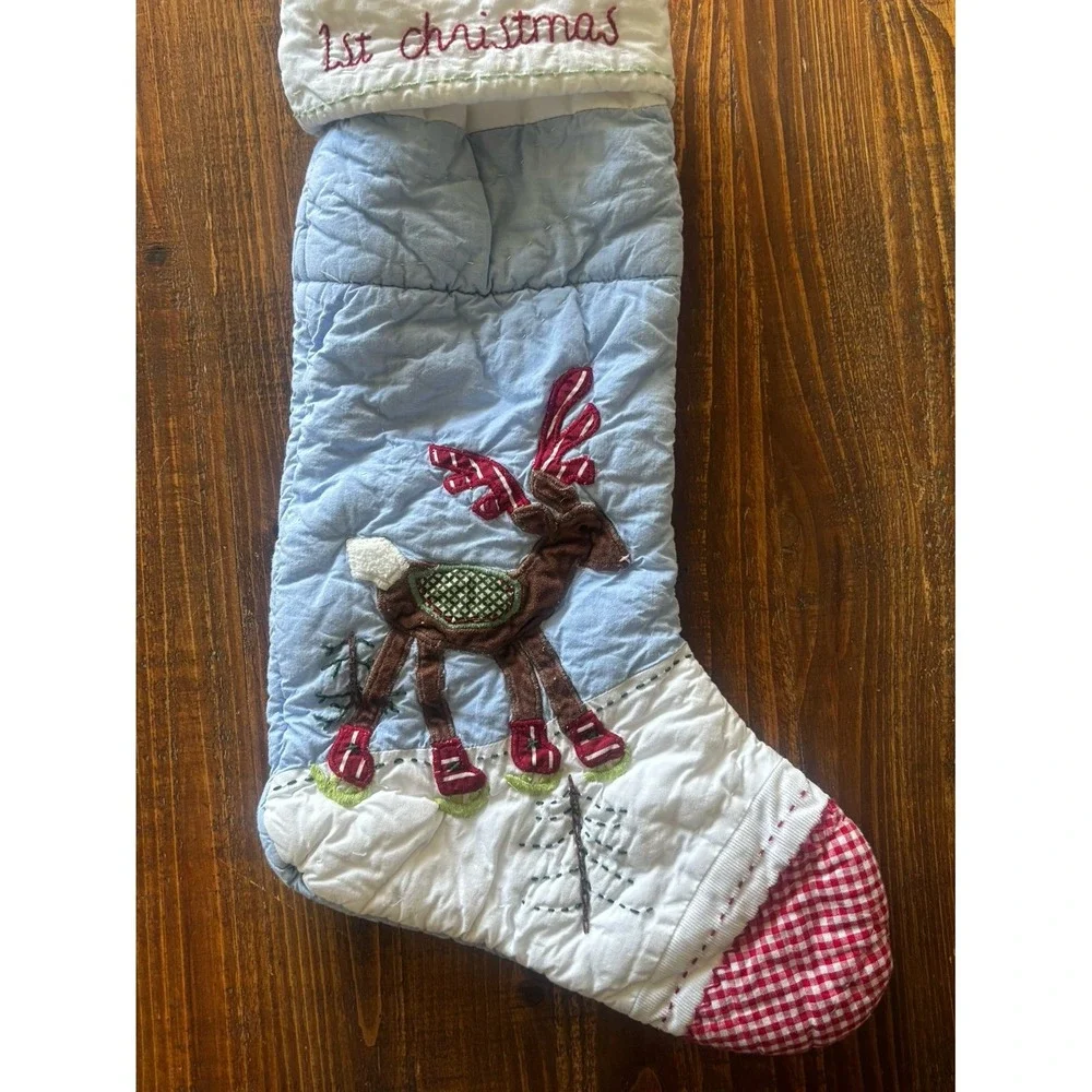 Baby's 1st ChristmasBaby's 1st Christmas Quilted Stocking Reindeer Holiday Decor